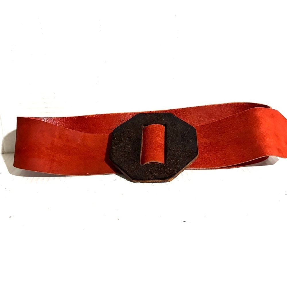 Vintage suede Elegant orange, brown Leather Belt
